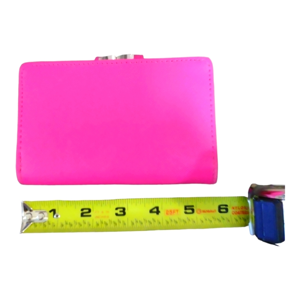 Pink Man Made Material Womens Wallet Billfold Accessory with Buckle and Snap - Picture 5 of 13